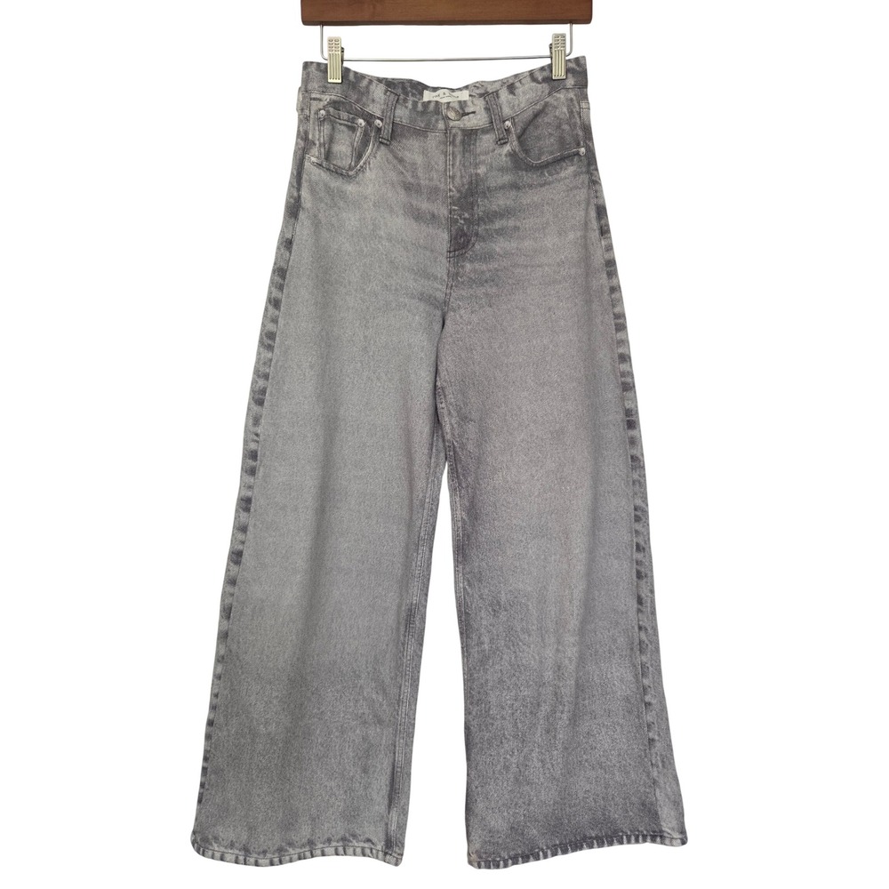 Rag & Bone Miramar Sofie Ankle Wide Leg‎ Jeans Acid Wash Grey Womens 25 NWOT